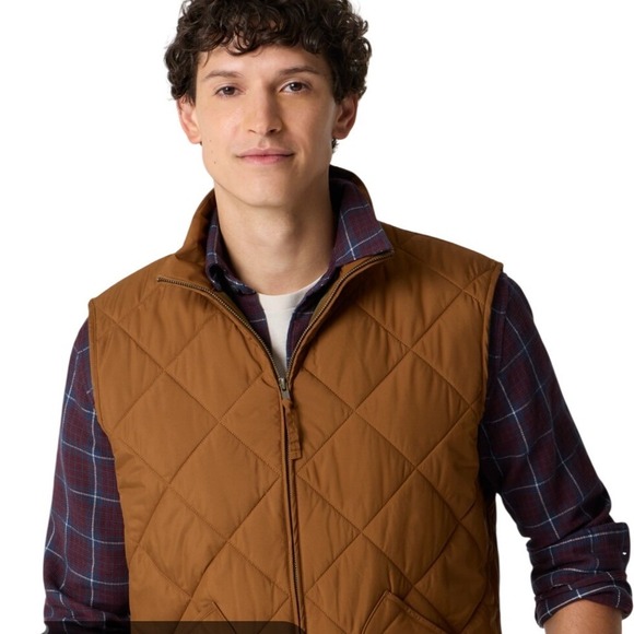 J.Crew NWT SZ LGE Sussex Quilted Vest Mens Brown Diamond Quilt Full Zip Pockets - Picture 2 of 16